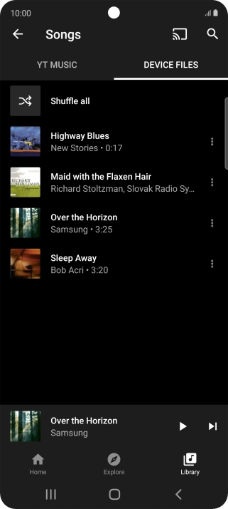 Press the required audio file.