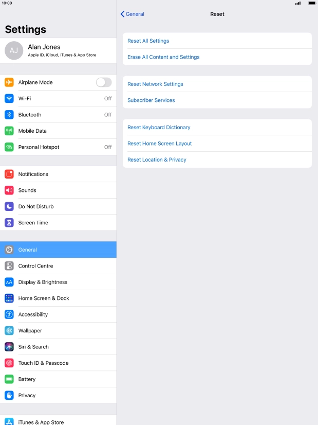 Press Reset All Settings.