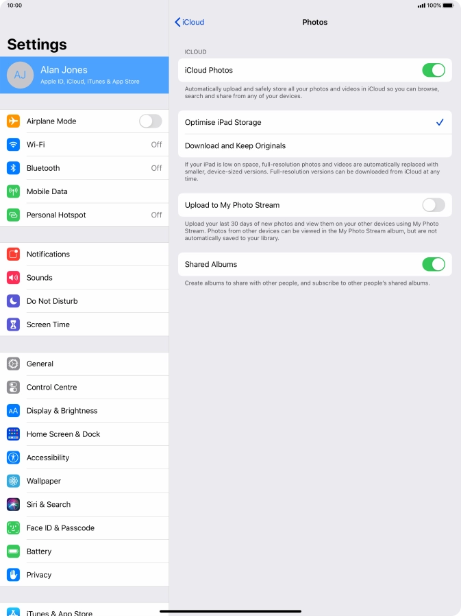Press the indicator next to 