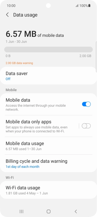 The total data usage is displayed.