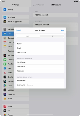 Press Username and key in the username for your email account. Please note that if you're using Vodafone's outgoing server, leave the username field empty.