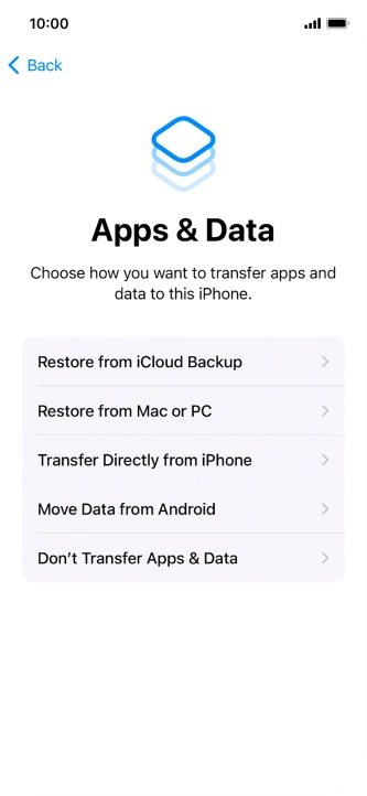 You can transfer content from an Android phone when your phone is activated for the first time and after a factory reset. When this screen is displayed, your phone is ready to transfer content from an Android phone.