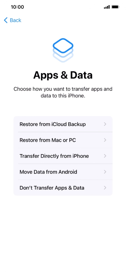 You can transfer content from an Android phone when your phone is activated for the first time and after a factory reset. When this screen is displayed, your phone is ready to transfer content from an Android phone.