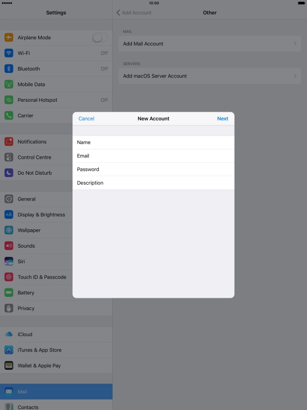Press Description and key in the required name.