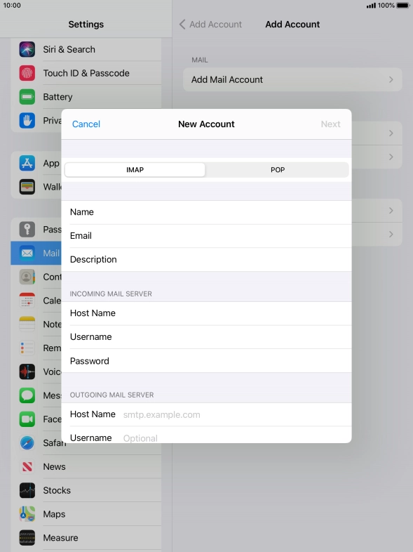 Press Host Name and key in the name of your email provider's outgoing server. Please note that if you can't send email messages when using your email provider's outgoing server, key in smtp.vodafone.net.au (Vodafone's outgoing server).