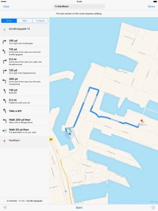 Press the required mode of transportation.