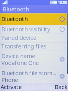 Select Bluetooth to turn on Bluetooth.