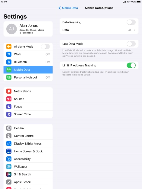 Press the indicator next to 