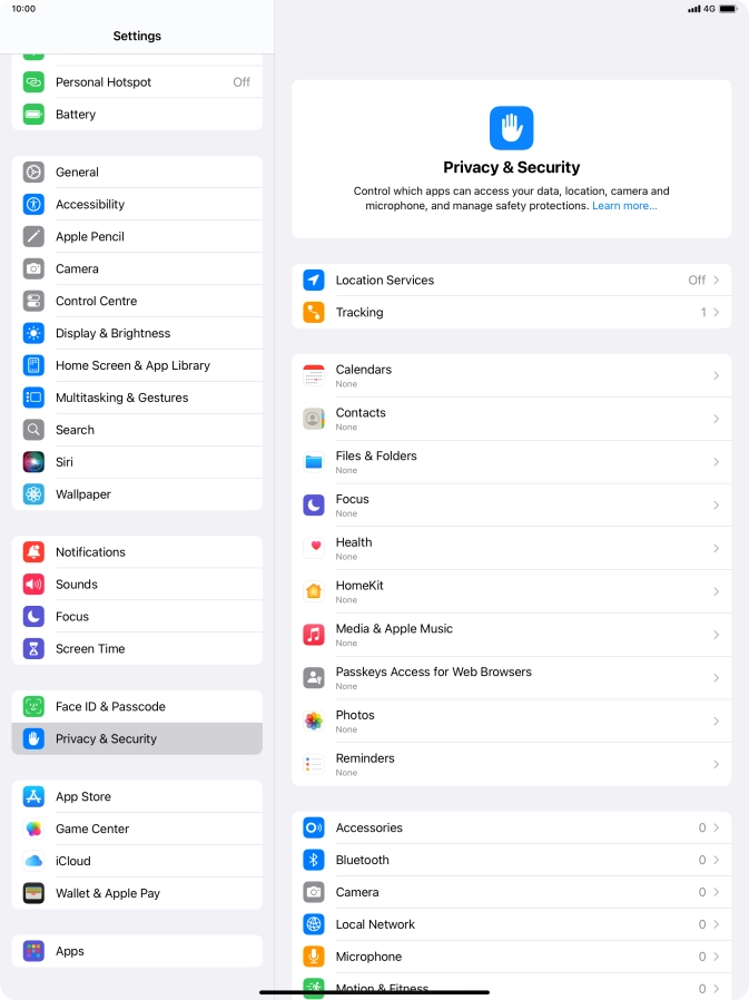 Press Location Services.