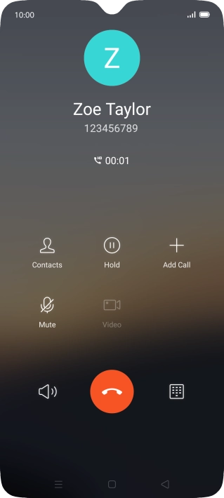 Press the end call icon.