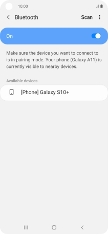 Press the required Bluetooth device and follow the instructions on the screen to pair the device with your phone.