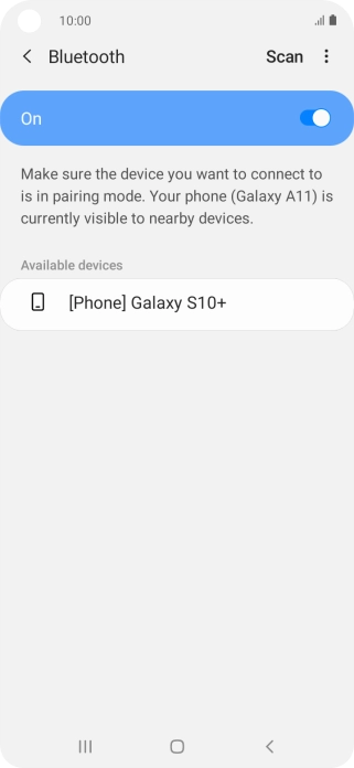 Press the required Bluetooth device and follow the instructions on the screen to pair the device with your phone.