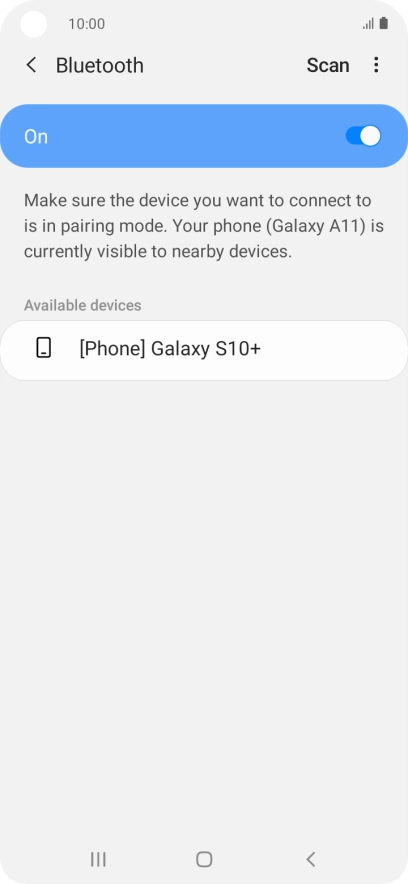 Press the required Bluetooth device and follow the instructions on the screen to pair the device with your phone.