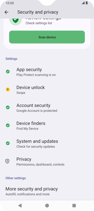 Press Device unlock.