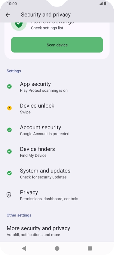 Press Device unlock.