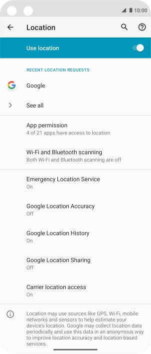 Press Google Location Accuracy.