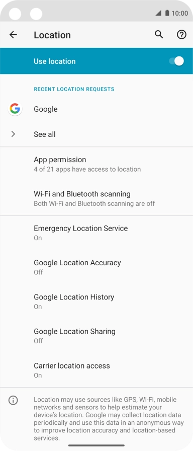 Press Google Location Accuracy.