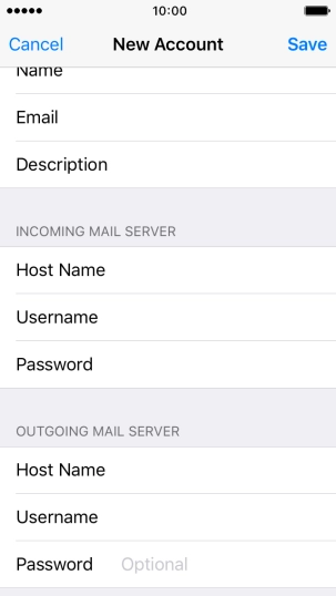 Press Password and key in the password for your email account.