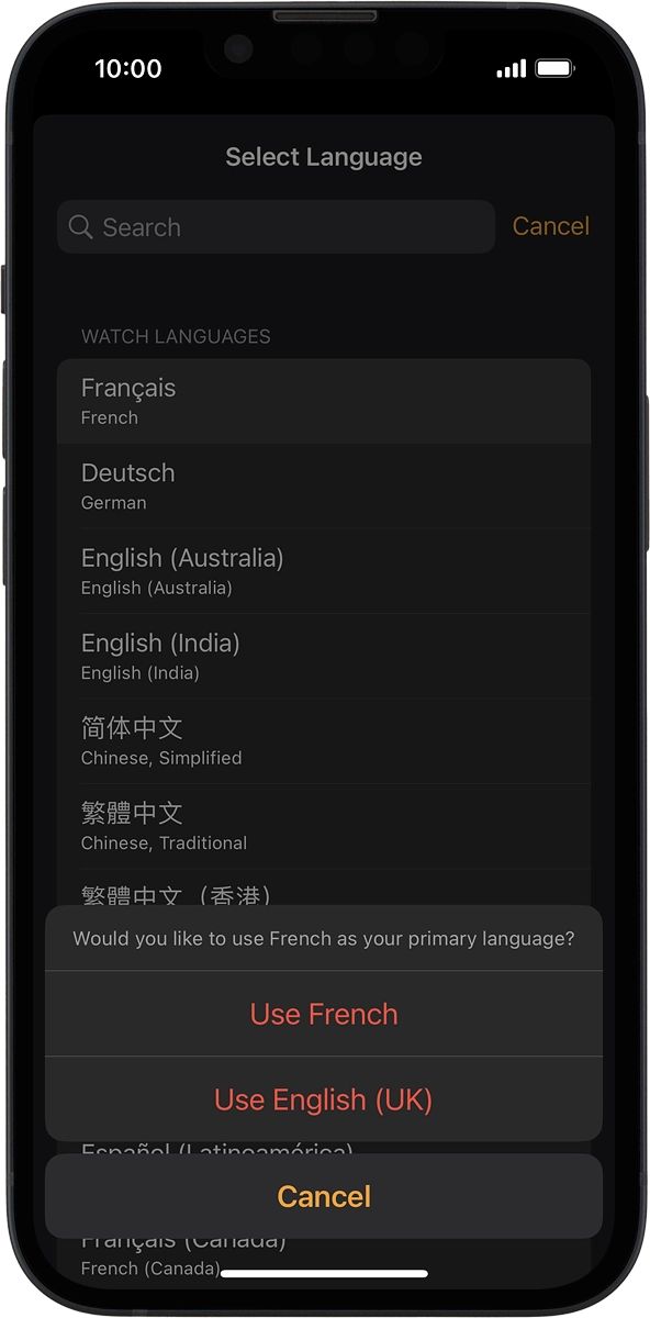 On your phone: Press Use ‹language›.