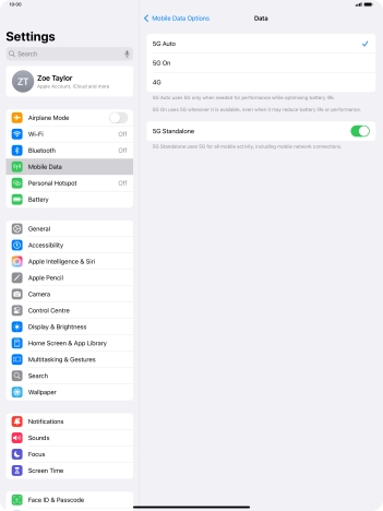 To turn on automatic switch between 5G and 4G, press 5G Auto.