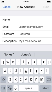Press Email and key in your email address.