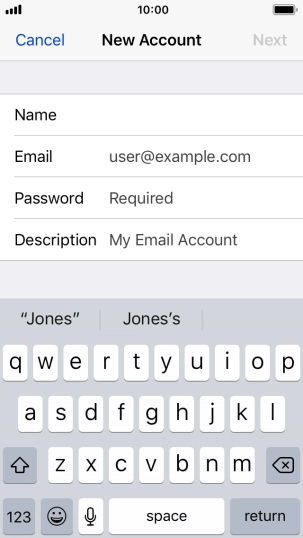 Press Email and key in your email address.