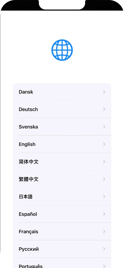 Press the required language.