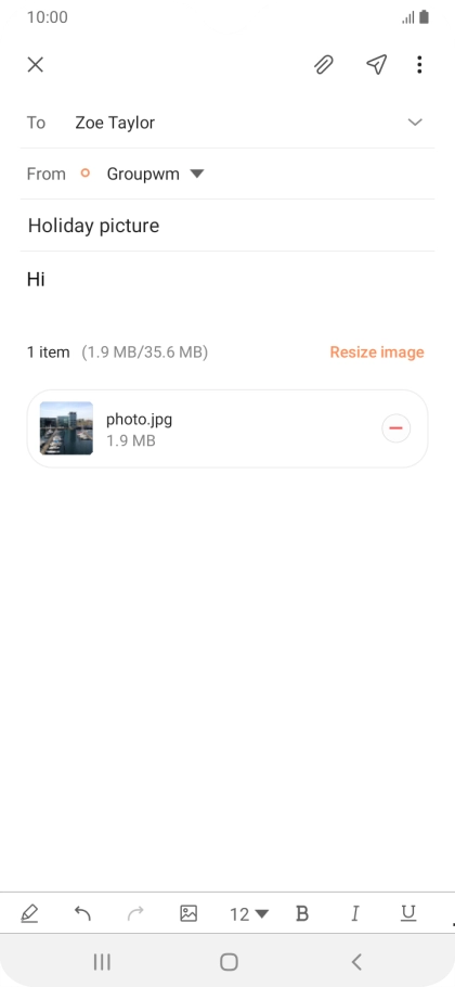 Press the send icon when you've finished your email message.