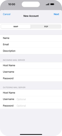Press Username and key in the username for your email account. Please note that if you're using Vodafone's outgoing server, leave the username field empty.