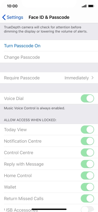 Press Turn Passcode On and key in a phone lock code of your own choice twice.