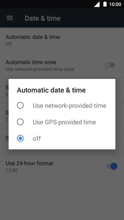 Press Use network-provided time to turn on the function.