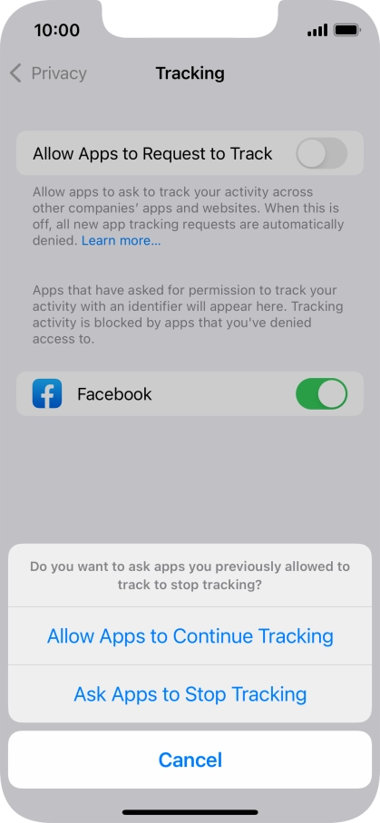 If you turn off the function, press the required setting.