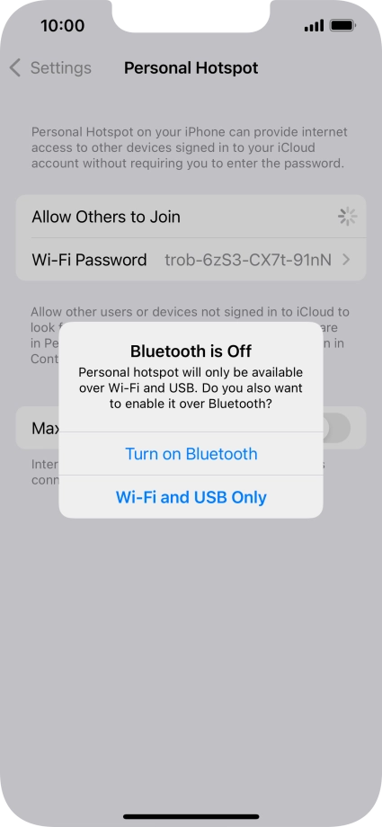 If Wi-Fi is turned on, press Wi-Fi and USB Only.