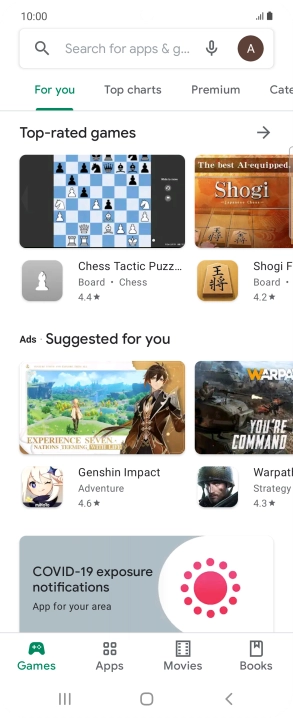 Press the search field.