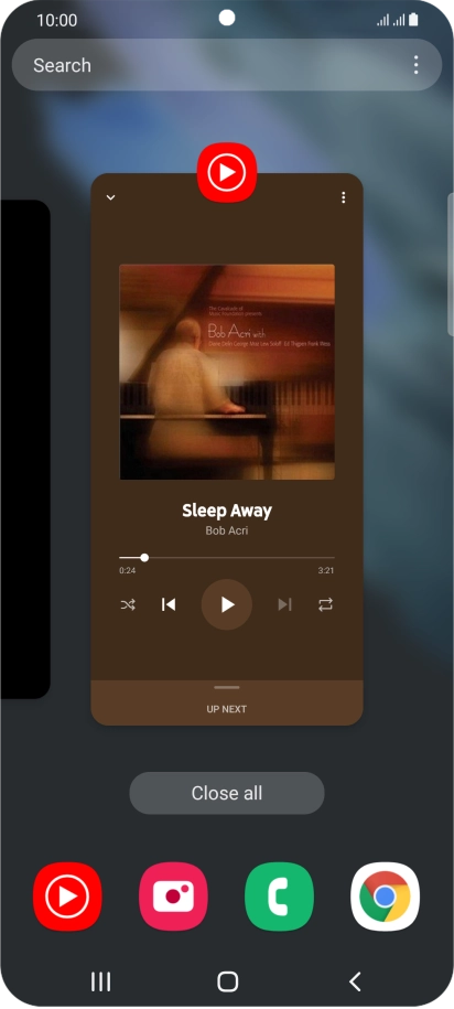 To end one running application, slide your finger upwards on the required application.