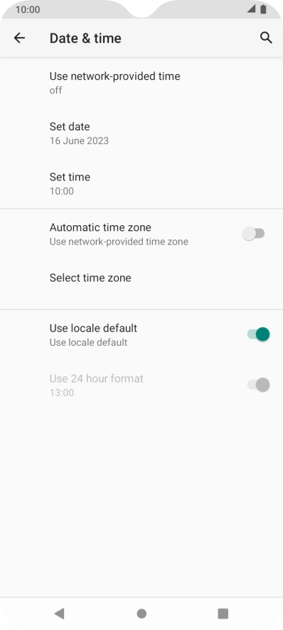 Press Use network-provided time.