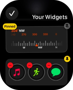 Press the unpin widget icon on the required widget to unpin it from the top of the stack.