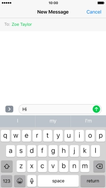 Press the send icon when you've finished your text message.