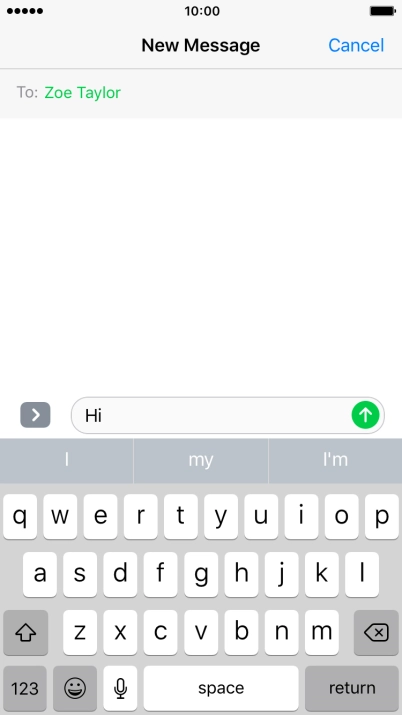 Press the send icon when you've finished your text message.