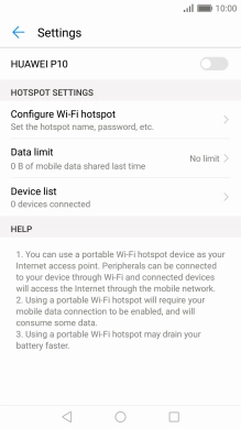 Press Configure Wi-Fi hotspot.