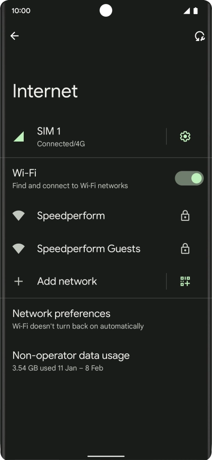 Press the required Wi-Fi network.