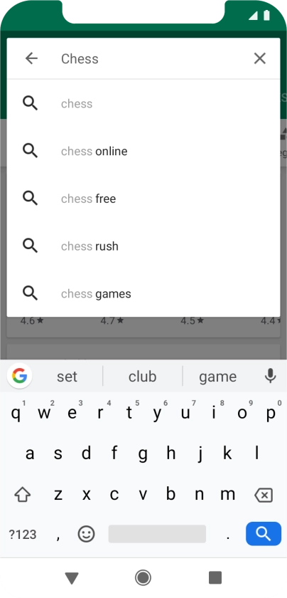 Key in the name or subject of the required app and press the search icon.