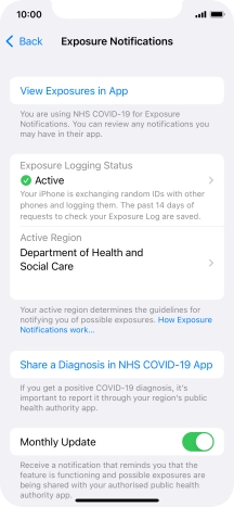 Press Exposure Logging Status.