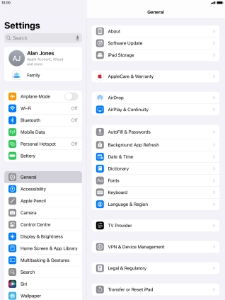 Press Transfer or Reset iPad.