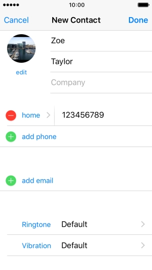 Press the field next to the phone number.