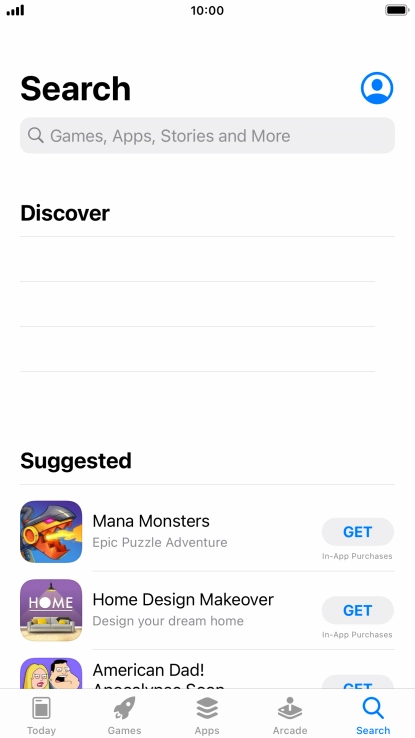 Press the search field and key in the name or subject of the required app.