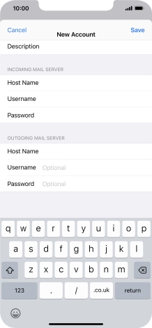Press Username and key in the username for your email account. Please note that if you're using Vodafone's outgoing server, leave the username field empty.