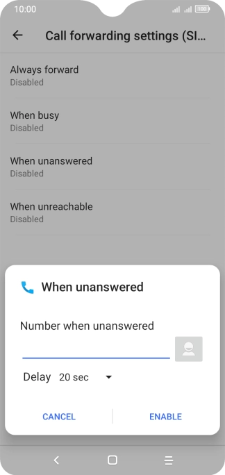 If you divert missed calls, you need to select a delay for the divert. Press the drop down list next to 