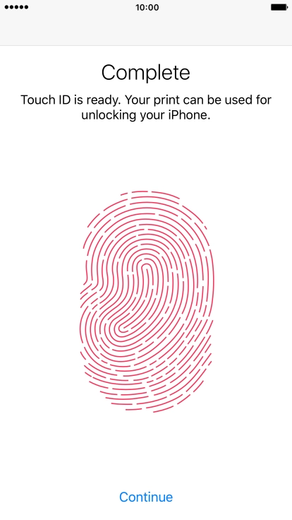 Press Continue. If you haven't previously selected a phone lock code, key in a code of your own choice twice.