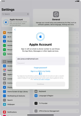 Press Password and key in the password for your Apple ID.